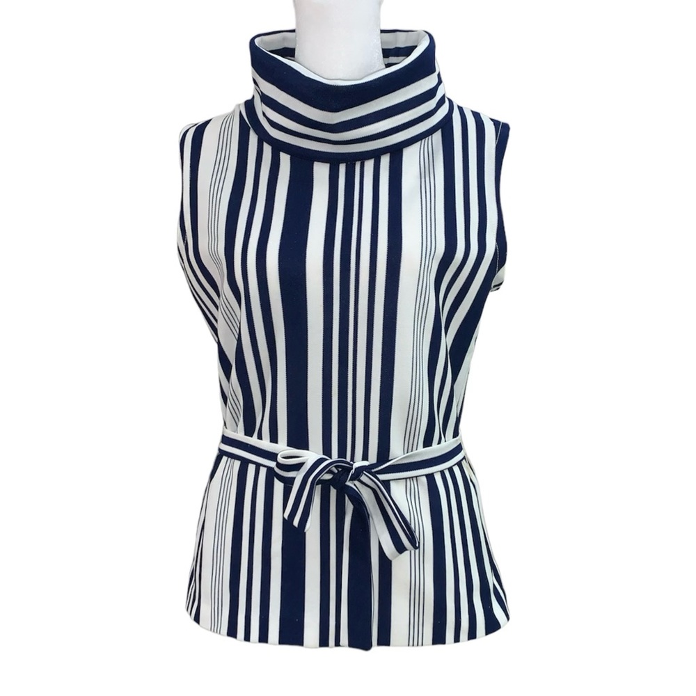 El Mar California Womens Sleeveless Blue Striped Blouse Size M/L